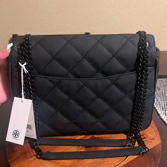 NWT Black Tory Burch Willa Matte Shoulder Bag Large